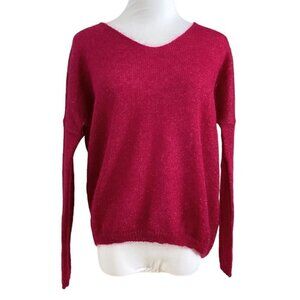 NWT DES PETITS HAUTS ANAHI RASPBERRY METALLIC SUPERKID MOHAIR SILK BLEND SWEATER